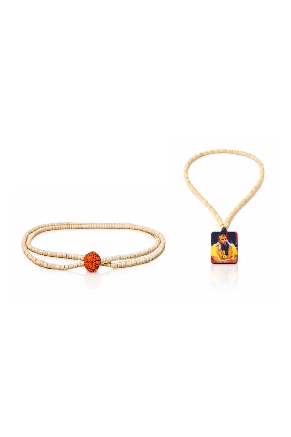 Spiritual Combination of Natural Tulsi Mala with Rudraksha Bead and exquisite Premanand Tulsi (basil) mala,Spritual Pendant Necklace for Women and Men