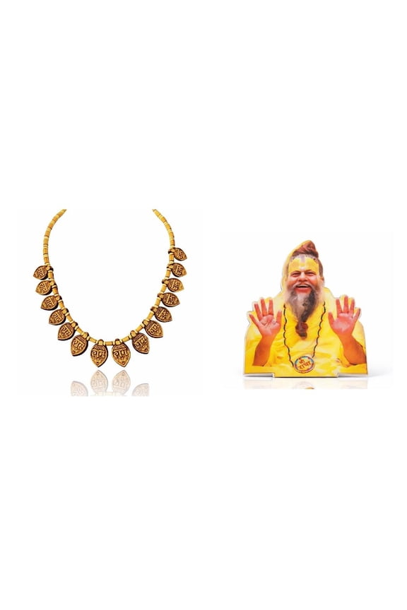 Spiritual Combination of Shri ram name 16 pendantTulsi mala and Shri Premanand standing cutout for Women and Men