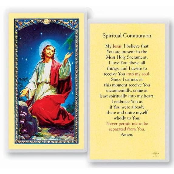 Spiritual Communion Laminated Catholic Prayer Holy Card with Prayer on ...