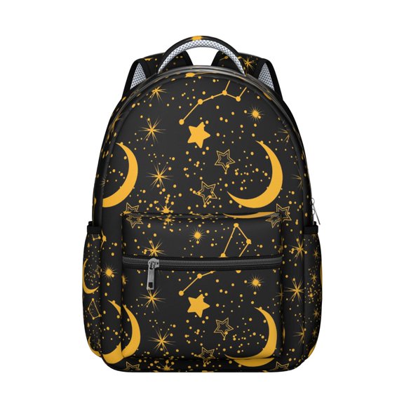Spiritual Cosmic Night Student Backpack Waterproof Scratch-Resistant School Bag with Gothic Astrology and Starry Print, Adjustable Straps, Comfortable for Daily Commuting