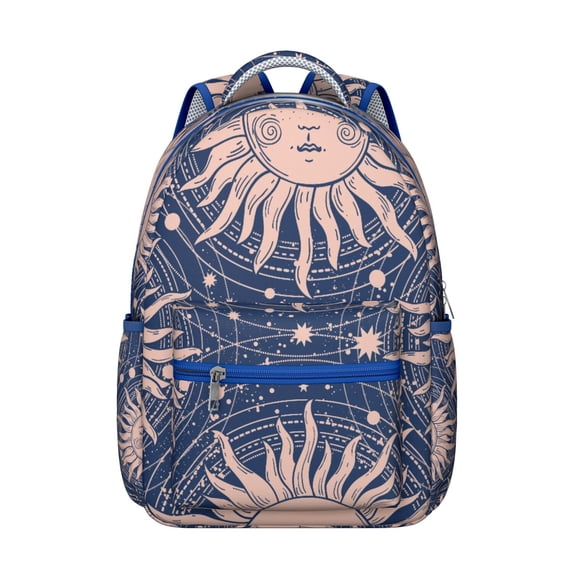 Spiritual Cosmic Night Student Backpack Waterproof Scratch-Resistant School Bag with Gothic Astrology and Starry Print, Adjustable Straps, Comfortable for Daily Commuting