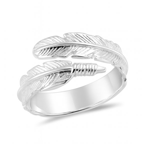 Spiritual Embrace Feather Wrap Sterling Silver Ring-9