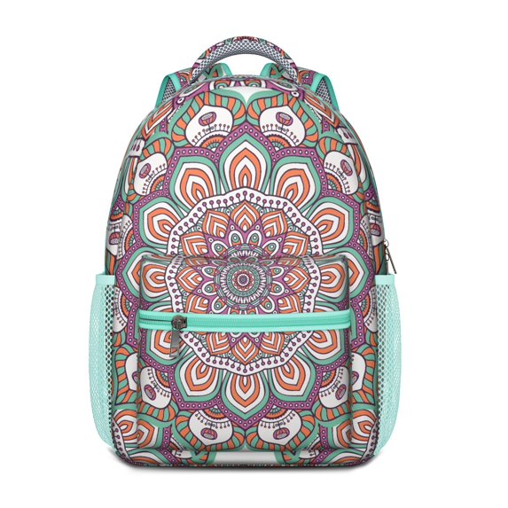 Spiritual Floral Mandala Backpack - Lightweight Durable Bookbag with Padded Straps