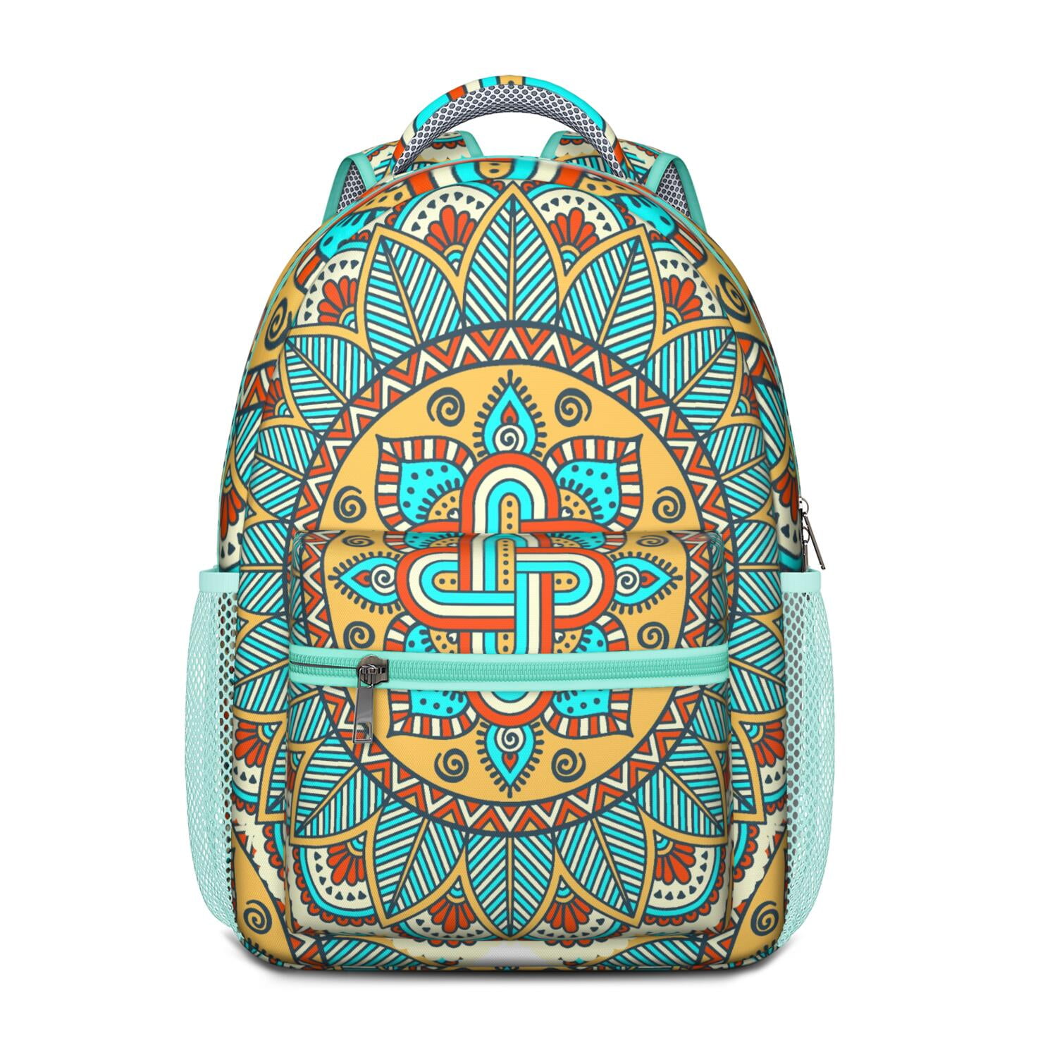 Spiritual Floral Mandala Backpack - Lightweight Durable Bookbag with Padded Straps