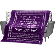 Spiritual Gifts for Women, Men, Scripture Blanket, Religious Gifts, Christian, Inspirational, Catholic, Faith, God Gifts, Healing Throw Blanket for Prayer 60x50 Inches Grey