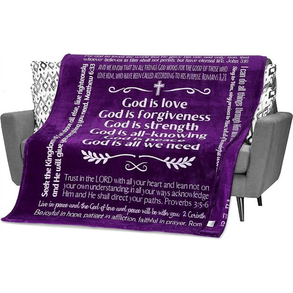 Spiritual Gifts for Women, Men, Scripture Blanket, Religious Gifts, Christian, Inspirational, Catholic, Faith, God Gifts, Healing Throw Blanket for Prayer 60x50 Inches (Grey)
