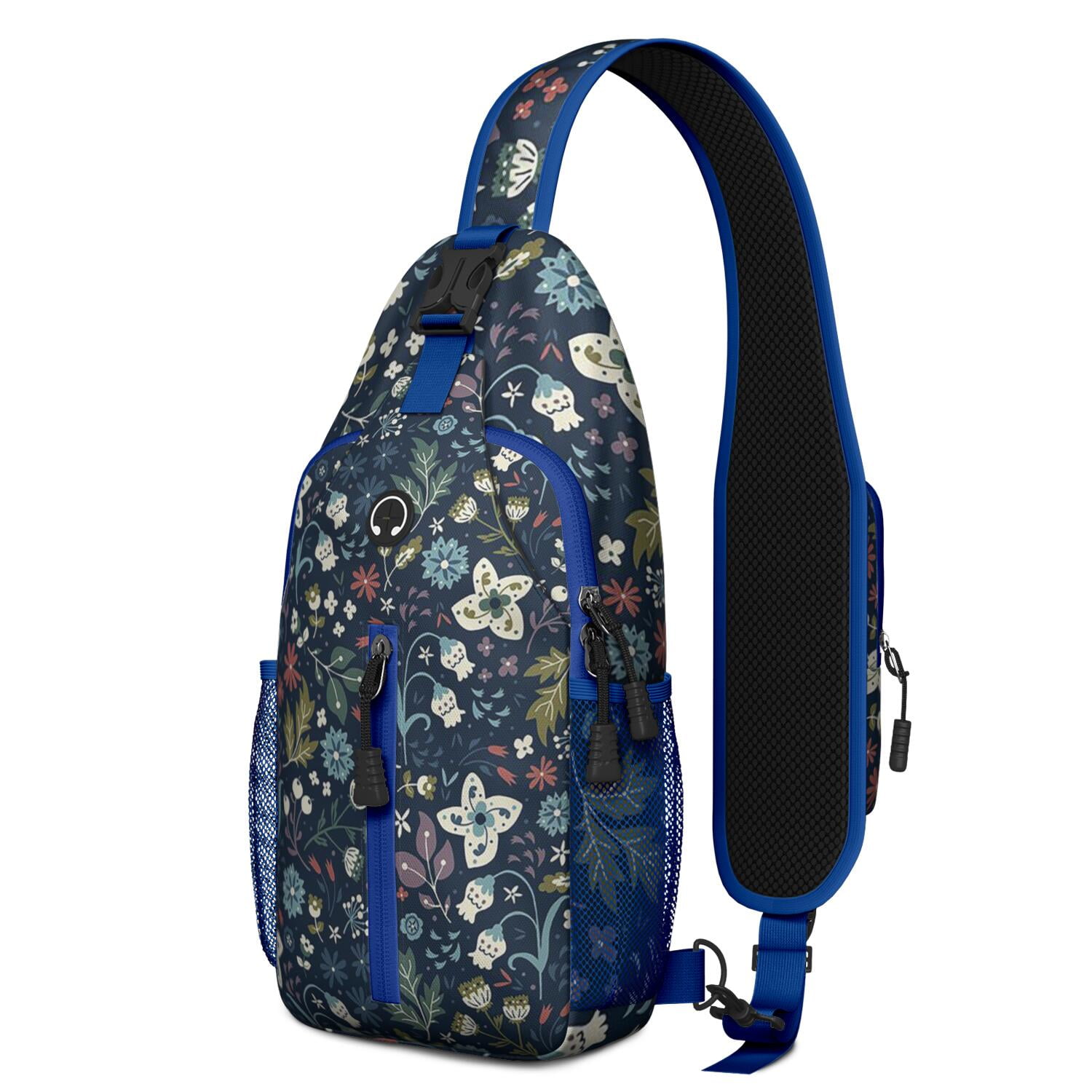 Spiritual Gothic Celestial Sun and Star Crossbody Bag – Multi-pocket Storage, Secure Zippers, Lightweight Build – Mystical Night Sky Pattern