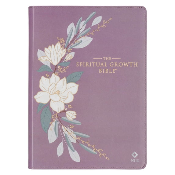NLT SPIRITUAL GROWTH BIBLE PLUM FLORAL THUMB INDEX FAUX LEATHER
