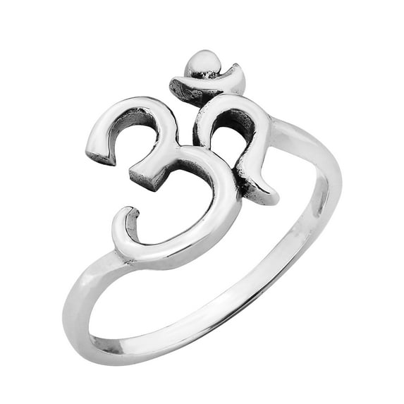 Spiritual Harmony Ohm or Aum Symbol Sterling Silver Ring-5