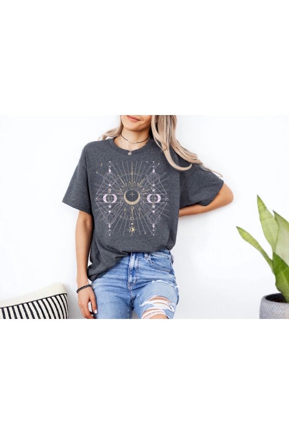 Spiritual Light Academia Witchy Mystical Sacred Geometry T-Shirt , Vintage T-Shirt