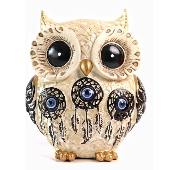 The Spiritual Living Owl Statue for Good Luck Aesthetic Resin Owl Art Figure Showpiece Feng Shui & Vastu Evil Eye Showpiece for Home Decor (6 INCH, 1)