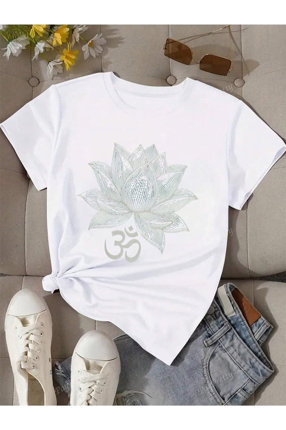 Spiritual Lotus Om White T - Shirt