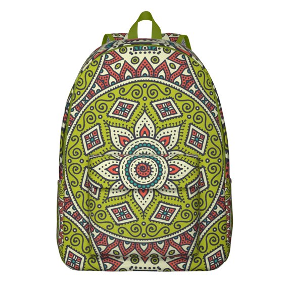 Spiritual Mandala Canvas Backpack for Women, Abstract Zen Inspired Travel Daypack with Tribal Harmony and Sacred Pattern