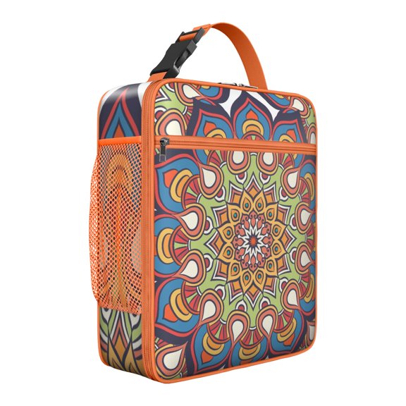 Spiritual Mandala Lunch Box – Zen Meditation Pattern Insulated Bag with Ethnic Boho Design, Perfect for Daily Commute, Office, or Picnic