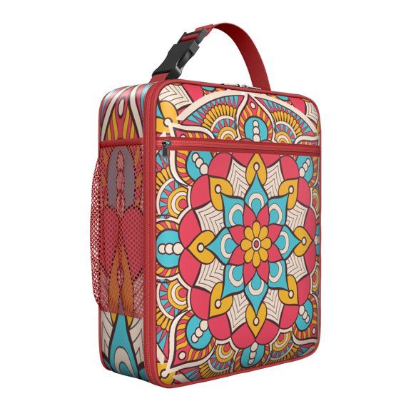 Spiritual Mandala Lunch Box – Zen Meditation Pattern Insulated Bag with Ethnic Boho Design, Perfect for Daily Commute, Office, or Picnic