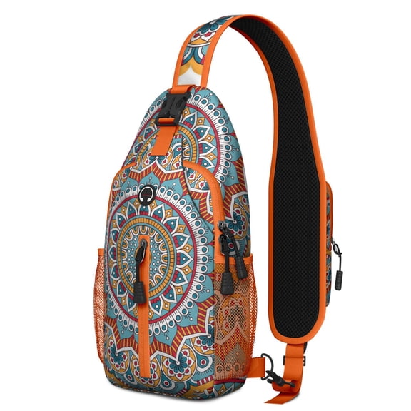 Spiritual Mandala Sling Bag with Traditional Sacred Pattern, Lightweight Durable Crossbody Backpack, Adjustable Strap, Multiple Compartments for Daily Commuting and Gym