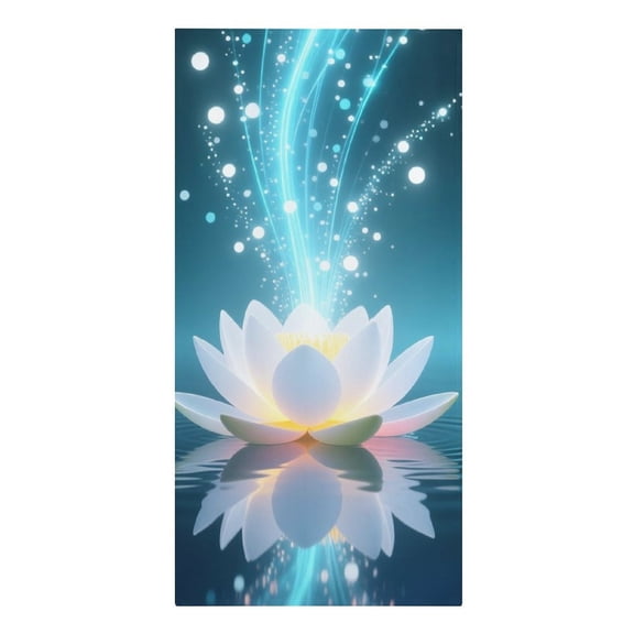 Spiritual Meditation Yoga Magic White Lotus Flower Microfiber Beach Towel Absorbent Compact Towels for Swimming Pool Beach Travel Things for Vacation Essentials Adult Gift,61.4×30.3Inch