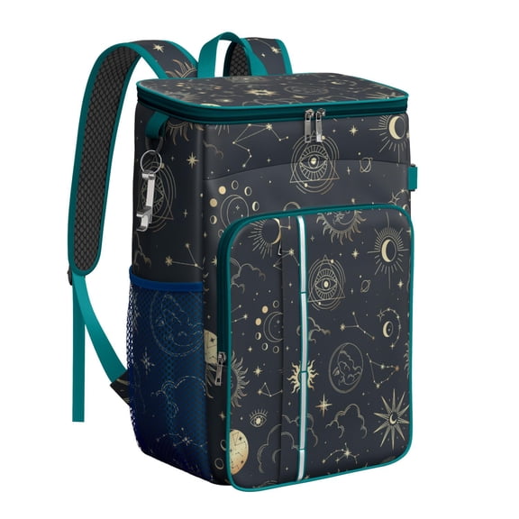 Spiritual Moon and Sun Backpack Cooler – Leakproof Insulated Lunch Bag with Cosmic Star Design for Camping, Picnic & Outdoor Fun