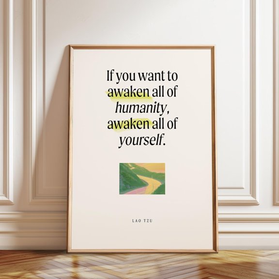 Spiritual Motivational Awakening Path Lao Tzu Quote Nature Zen Wall Decor, Unframed Paper Poster 8x10in