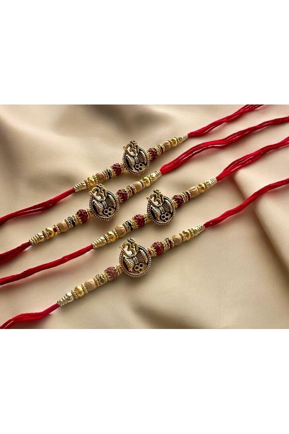 Spiritual Om & Damru Rakhi Handcrafted Red Thread Rakhi for Raksha Bandhan 2025