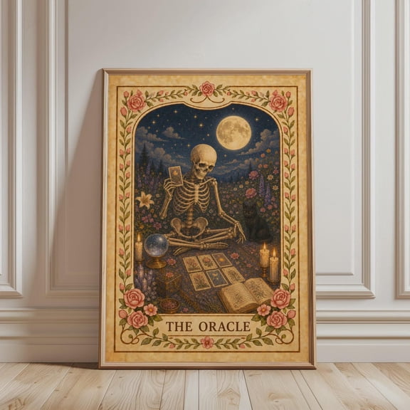 Spiritual Oracle Tarot Witchy Skeleton Mystic Botanical Poster Unframed Paper Print