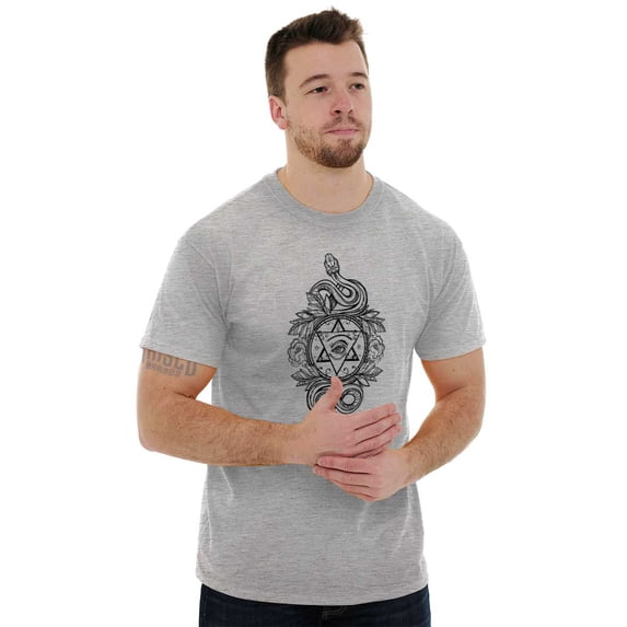 Occult Symbolism All Seeing Eye Snake Men's Graphic T Shirt Tees Brisco Brands S