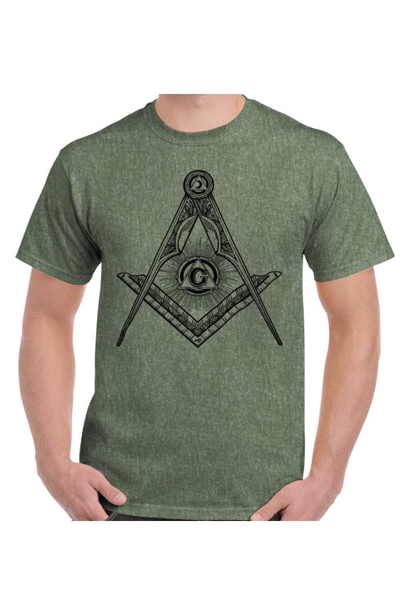 Illuminati Masonic Square Compass Men's Graphic T Shirt Tees Brisco Brands S