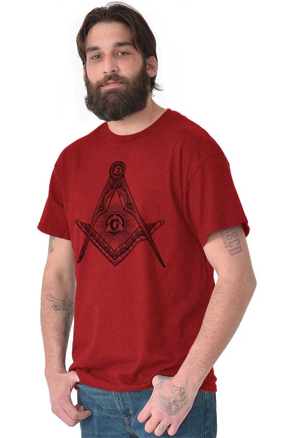Illuminati Masonic Square Compass Men's Graphic T Shirt Tees Brisco Brands S