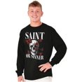 thumbnail image 1 of Spiritual Skull Saint or Sinner Long Sleeve TShirt Men Women Brisco Brands S, 1 of 5