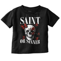Spiritual Skull Saint or Sinner Toddler Boy Girl T Shirt Infant Toddler Brisco Brands 6M