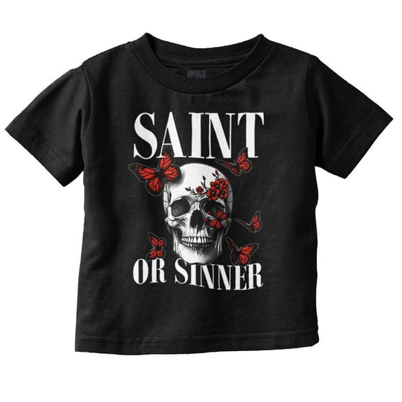 Spiritual Skull Saint or Sinner Toddler Boy Girl T Shirt Infant Toddler Brisco Brands 6M