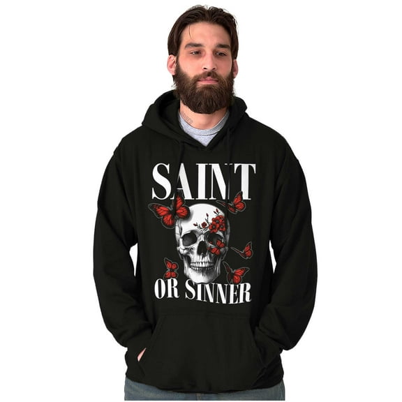 Spiritual Skull Saint or Sinner Unisex Plus Fleece Graphic Hoodie Brisco Brands 5X