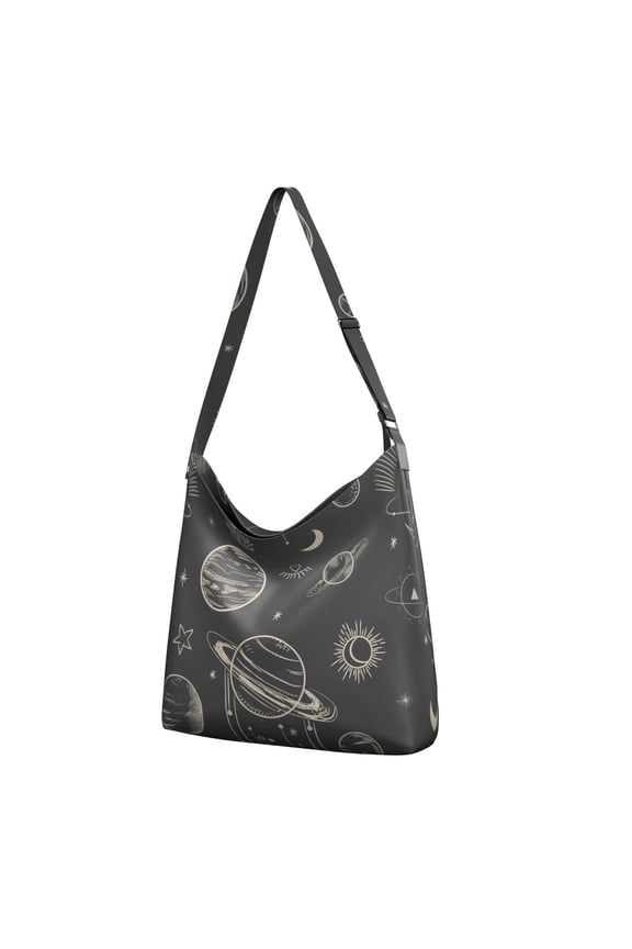 Spiritual Sun Canvas Tote Bag – Gothic Cosmic Astrology Print with Celestial Moon and Stars, Durable and Eco-Friendly