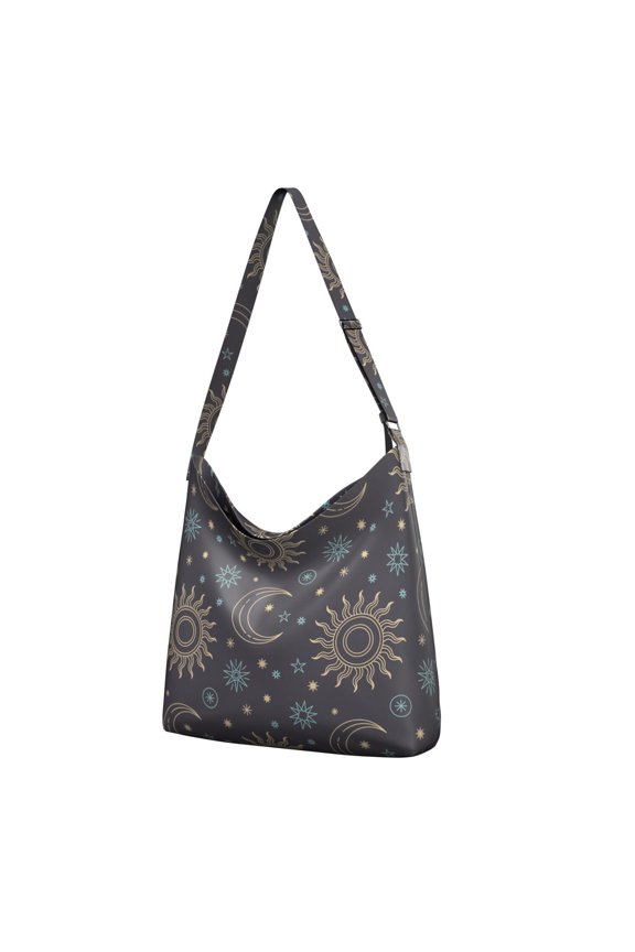 Spiritual Sun Canvas Tote Bag – Gothic Cosmic Astrology Print with Celestial Moon and Stars, Durable and Eco-Friendly
