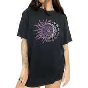 Spiritual Sun Moon Mandala Art Short Sleeve T-Shirt Everyday Black Tops