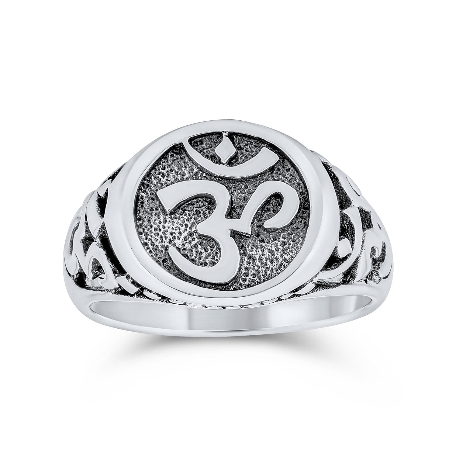 Spiritual Symbol Sanskrit Aum Ohm Om Signet Ring .925 Sterling
