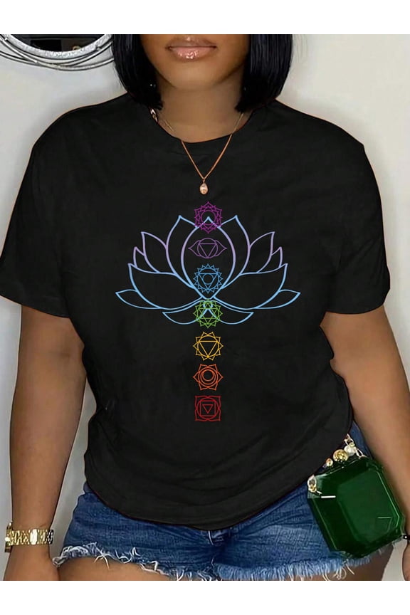 Spiritual Zen Lotus Flower Chakras Aligned Yoga T-Shirt
