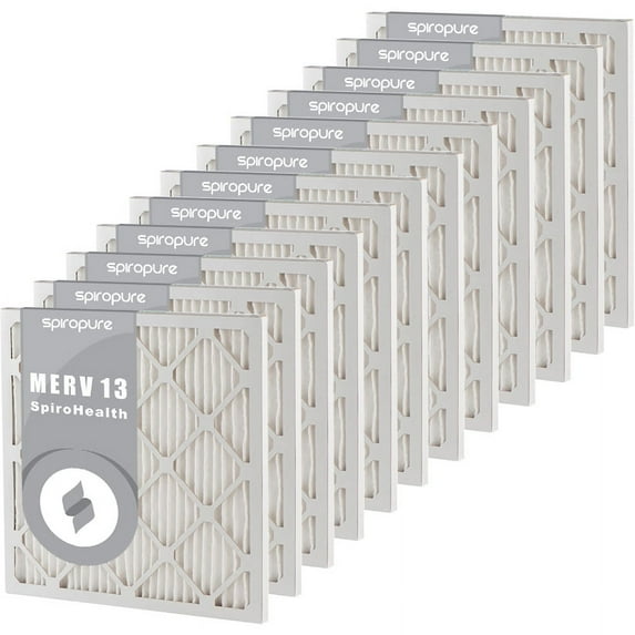 SpiroPure 10x10x1 MERV 13 Pleated Filter Air Filters - Made in USA (12 Pack)