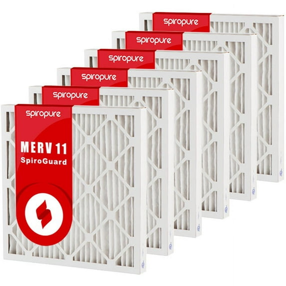 SpiroPure 10x10x2 MERV 11 Pleated Filter Air Filters - Made in USA (6 Pack)