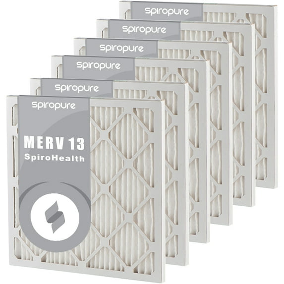 SpiroPure 13.25X19.75X1 MERV 13 Pleated Air Filters - Made in USA (6 Pack)