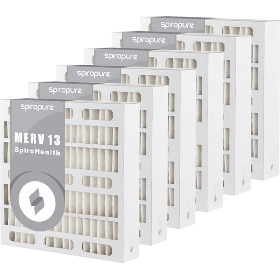 SpiroPure 15.38x22x4 MERV 13 Pleated Filter Air Filters - Made in USA (6 Pack)