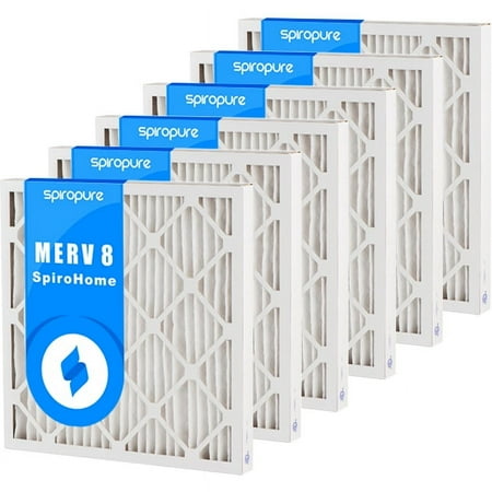 SpiroPure 15X23.25X2 MERV 8 Pleated Air Filters - Made in USA (6 Pack)