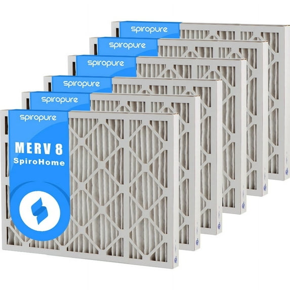 SpiroPure 15X30X2 MERV 8 Pleated Air Filters - Made in USA (6 Pack)