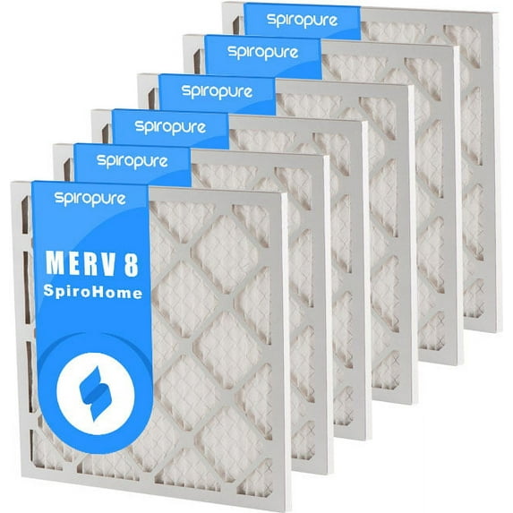 SpiroPure 16.75x24x1 MERV 8 Pleated Filter Air Filters - Made in USA (6 Pack)
