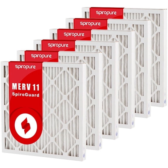 SpiroPure 16X20X2 MERV 11 Pleated Air Filters - Made in USA (6 Pack)