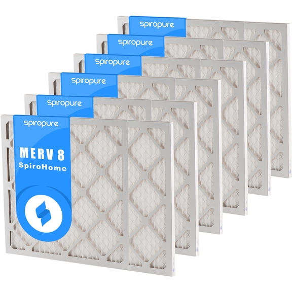 SpiroPure 17.5X35X1 MERV 8 Pleated Air Filters - Made in USA (6 Pack)