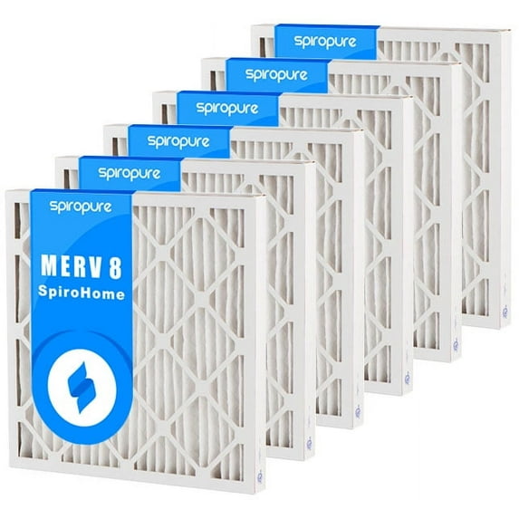 SpiroPure 17.5x24.5x2 MERV 8 Pleated Filter Air Filters - Made in USA (6 Pack)