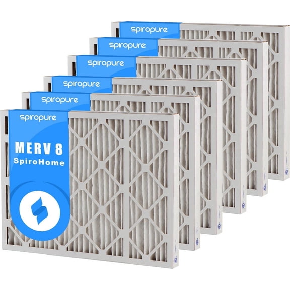 SpiroPure 20x35x2 MERV 8 Pleated Filter Air Filters - Made in USA (6 Pack)