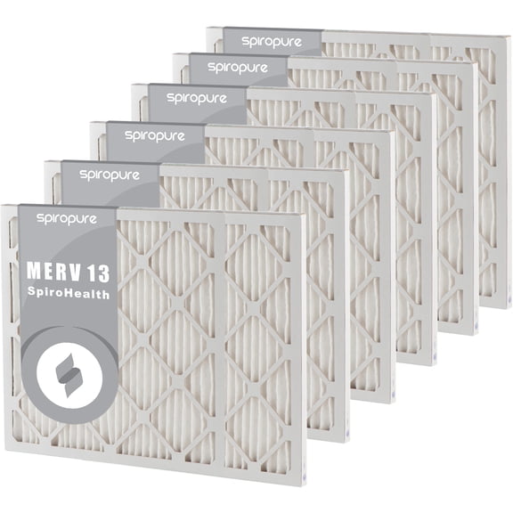 SpiroPure 25x32x1 MERV 13 Pleated Filter Air Filters - Made in USA (6 Pack)
