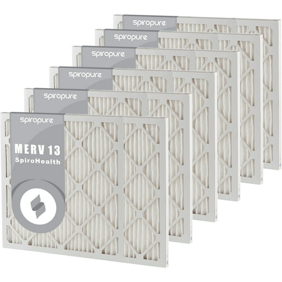 SpiroPure 7.75x29.75x1 MERV 13 Pleated Filter Air Filters - Made in USA (6 Pack)